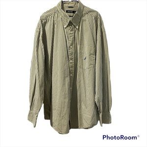 Nautica Mens Long Sleeve Button Up Shirt Yellow Plaid XL Cotton